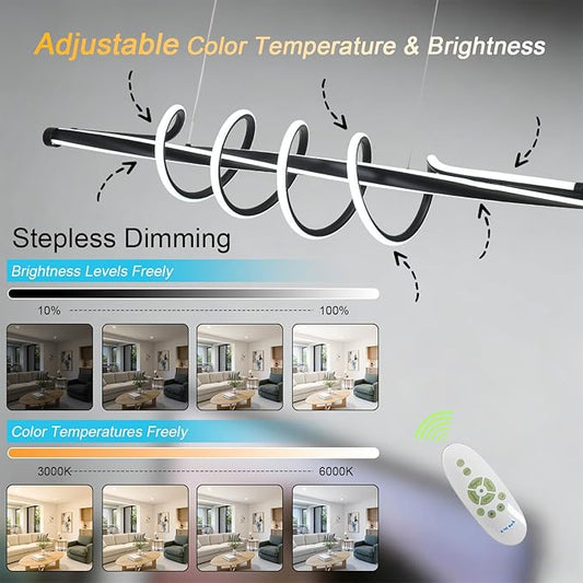 Led Chandelier,Dimmable Modern Led Chandelier for Dining Room Light Fixture with Remote,Led Pendant Light Kitchen Island Lighting Color Changing 3000K-6500K Hanging Ceiling light for Living Room
