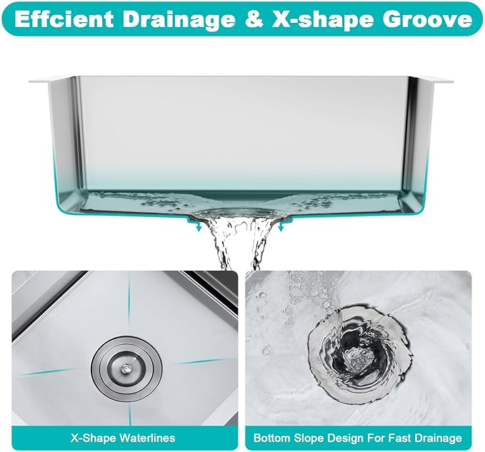 18x18 Inch Drop in Kitchen Sink, 304 Stainless Steel Single Bowl with Bottom Grid Mat & X-Shape Drain, 9” Deep Compact Sink for Small Kitchen, Apartment, RV, Wet Bar