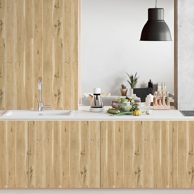 Yun-aeon Realistic Wood Peel and Stick Wallpaper 17.7"x120" Contact Paper Grain Self-Adhesive Film Waterproof & Removable Wallpaper Decorative Vinyl for Kitchen Countertops Cabinets