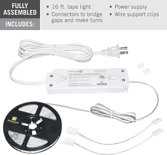 Armacost Lighting Home AC Dimmable Soft White LED Tape Light Kit (5M) 424502 2700k Warm White 16.4 ft