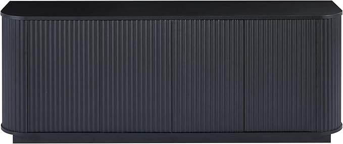 Ball & Cast 64" Buffet Cabinet with Storage Accent Sideboard Modern Credenza with Doors & Adjustable Shelves,Fluted Media Console TV Stand for Living Room,Black