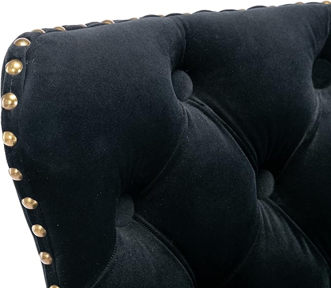 Swivel Velvet Bar stools Adjusatble Seat Height from 25 33 Inch,17.7 inch Base, Upholstered Bar Stools with Backs Comfortable Tufted for Home Pub and Kitchen Island,Black,Set of 2