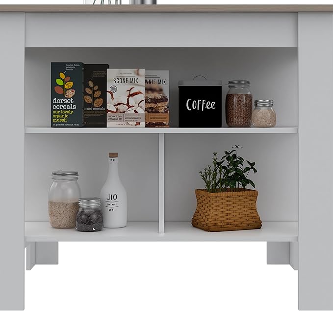 Modern Dining Table Kitchen Island Adjustable Sturdy Stable Shelves Expandable Counter Console Luxury Easy Clean Living Room Decor,White