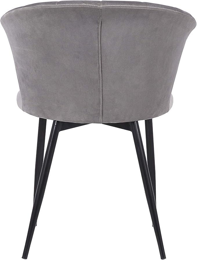 Armen Living Lulu Contemporary Velvet Dining Room Kitchen Accent Chair, 31 Inch Height, Grey and Black