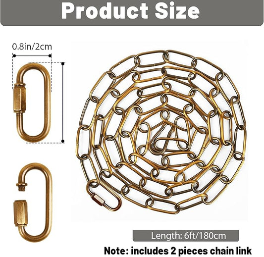 garini 6 Feet Gold Bronze Light Fixture Chain, Adjustable Metal Pendant Chandelier Chain Extension with Detachable Link, Maximum Load is 66 Pounds,1 Pack