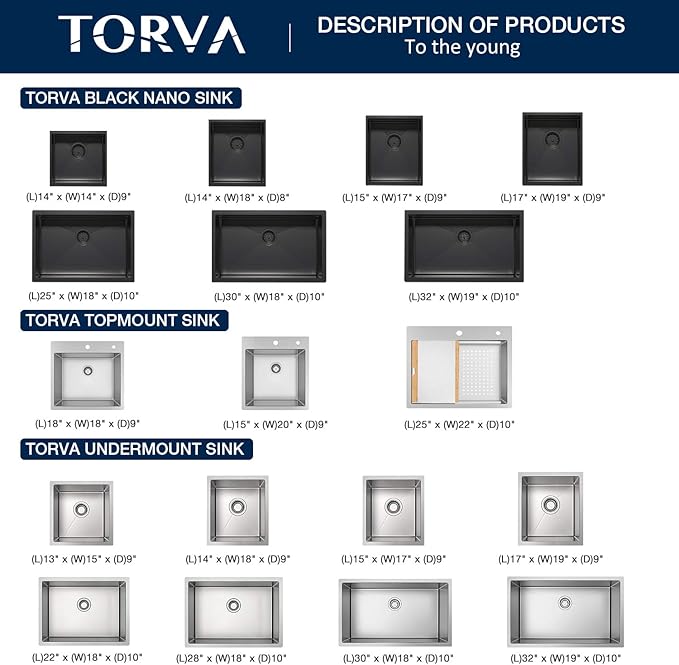 TORVA 17 x 19 Inch Undermount Kitchen Sink, Premium 304 Stainless Steel Bar Sink - 9 Inches Deep Basin Single Bowl Sink