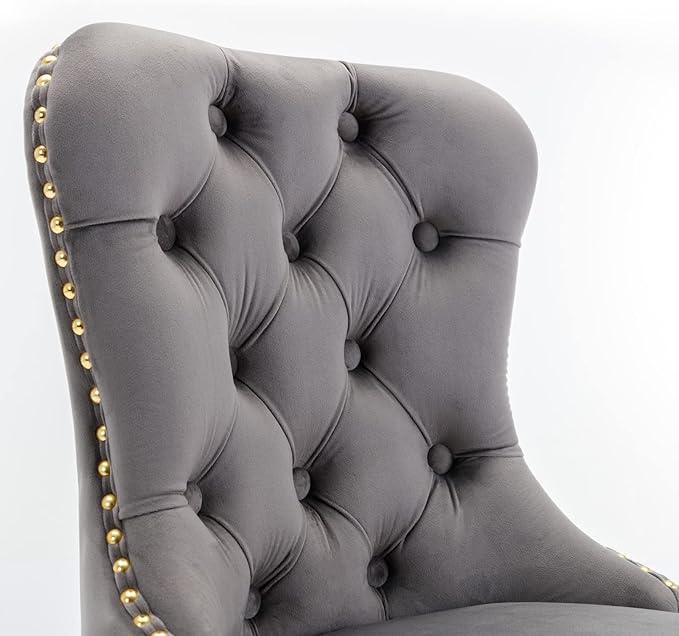 Furniture,Thick Golden Swivel Velvet Adjusatble Seat Height from 25 33 Inch, Modern Upholstered Bar Stools with Backs Comfortable Tufted for Home Pub and Kitchen Island (Gray,Set of 2)