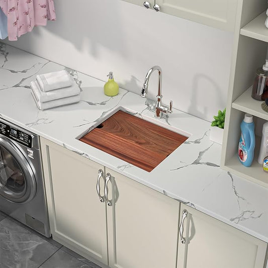 Sarlai 23 Inch Undermount Laundry Sink - 23x19 Inch Extra Deep Single Bowl Stainless Steel Utility Sink Workstation Basin