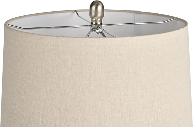 Nourison Home 24" Eggshell (Beige) Textured Honeycomb Cottage Farmhouse Table Lamp for Bedside Table, Living Room, Dining, Entryway