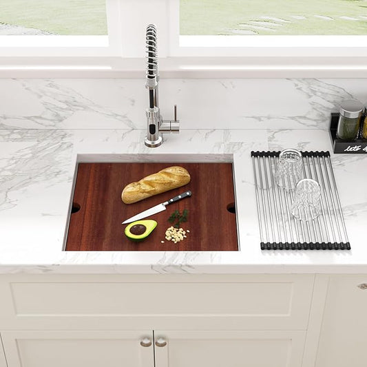 Sarlai 21 Undermount Kitchen Sink - 21"x19" Undermount Bar Sink Ledge Workstation Single Bowl 16 Gauge Stainless Steel RV Bar Prep Small Kitchen Sinks Basin