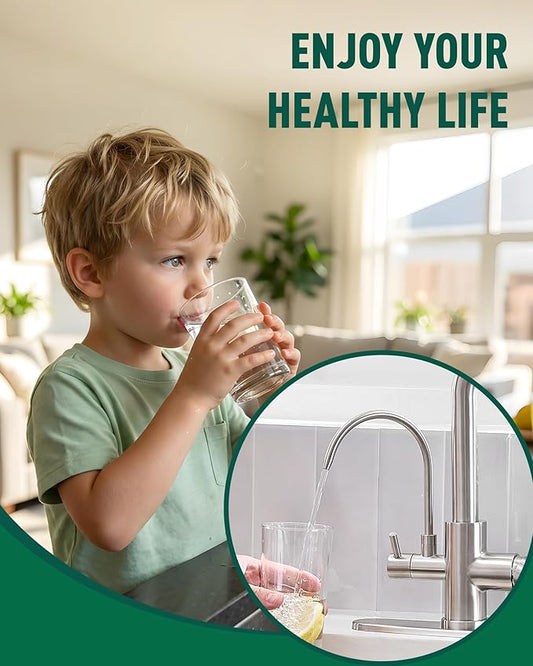 Fapully Pull-Down Kitchen Faucets, 3 Way Kitchen Sink Faucet with Pull Down Sprayer and Drinking Water Faucet, Include Deck Plate for 1 or 3 Holes Brushed Nickel