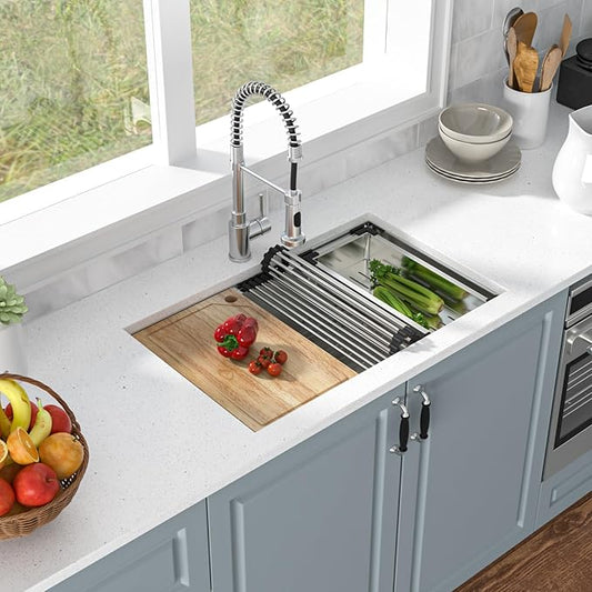 Undermount Kitchen Sink - 30 Inch Undermount Workstation Sink 16 Gauge Stainless Steel Kitchen sinks Handmade Round Corners Single Bowl 30''x19''x9''