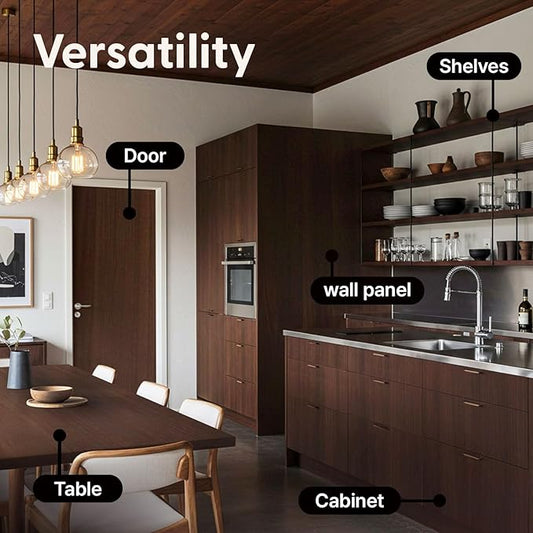 Deep Espresso Dark Walnut Wood Contact Paper - 17.3" x 118" Matte Thick Vinyl Wrap, Peel and Stick Waterproof Wallpaper for Kitchen Cabinets & Furniture DIY