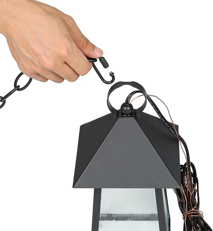 LOG BARN Outdoor Pendant Lights, Modern Farmhouse Exterior Light Fixture, Anti-Rust Ceiling Outdoor Lantern with Seeded Glass for Front Door, Entry, Porch, and Gazebo