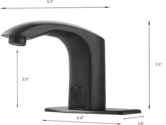 Automatic Bathroom Faucet Black Touchless Solid Brass Motion Activated Bath Tub Lavatory Basin Sink Vanity Aerator One Hole Brass Mixer Tap Touch-Free