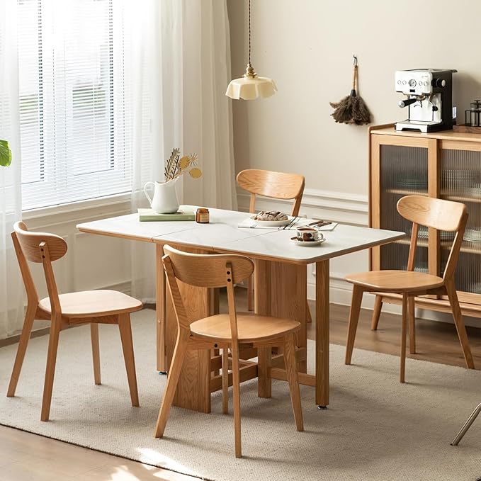 Dining Chairs Set of 4 - Solid Oak Wood Complete Set, 400 lb Capacity & Ergonomic Back, Ready for Kitchen Table, Breakfast Nook, or Restaurant