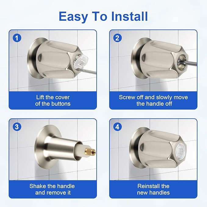 2 Piece Bathtub Shower Knob Replacement, with Diverter Bath Tub Spout Kit, Hot and Cold Faucet Knobs Compatible with Price Pfister Verve Tub Shower (Brushed Nickel)