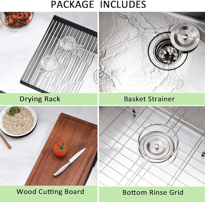 28 Inch Undermount Kitchen Sink-Wesliv 28x19 Inch Stainless Steel Kitchen Sink Undermount Sink 16 Guage Single Bowl Deep Kitchen Sinks with Cutting Board