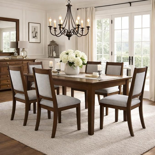 HomePop Open Back Upholstered Wood Frame Dining Chairs - Gray Solid Woven (Set of 2)