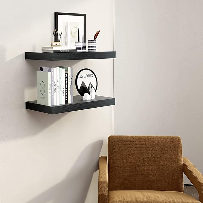 24 Inches Length Floating Shelf,Wall Mounted Shelves Set 24(Lenth) x12(Wide) for Bathroom Kitchen Living,Kitchen,Room Bedroom Storage,Espresso