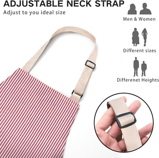 BeLuyi 2 Pack Adjustable Bib Apron with 2 Pockets Chef Cooking Kitchen Restaurant Aprons for Women Men