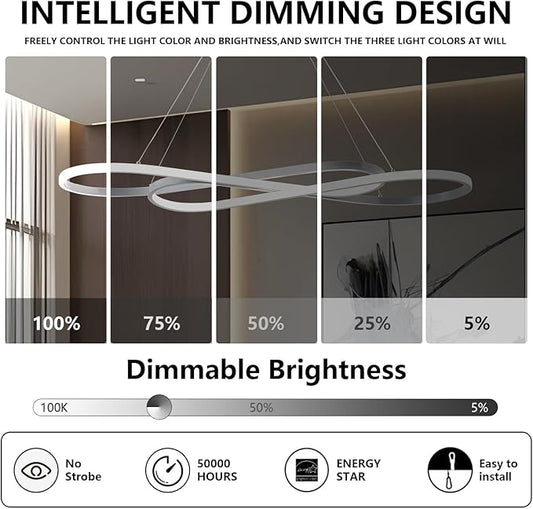 Modern LED Pendant Lights, Dimmable LED Chandelier Lighting