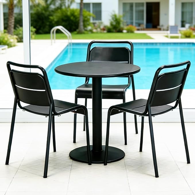 Metal Dining Chairs Set of 4, Stackable Metal Kitchen Chairs