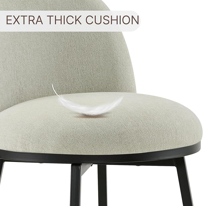 KISLOT Counter Height Swivel Bar Stools Set of 3, 26" Upholstered Linen Fabric Barstools with Backs and Metal Legs for Kitchen Island,Grey