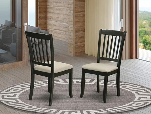 East West Furniture DAC-BLK-C Danbury Kitchen Dining Chairs - Linen Fabric Upholstered Wooden Chairs, Set of 2, Black