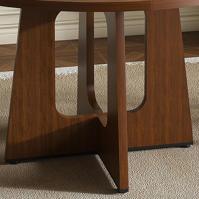 47" Farmhouse Dining Table, Kitchen Table with Stable Structure, Dinner Tables with Simple Assembly for Home Gatherings & Daily Dining, Walnut
