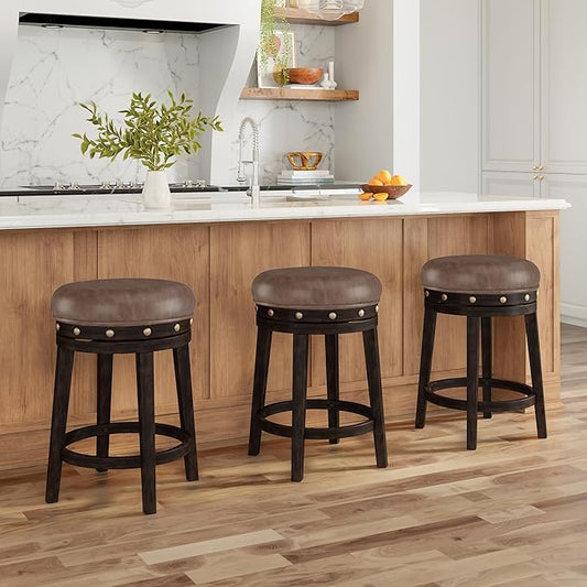 Hillsdale Benard Backless Swivel Counter Stool Height, Brown