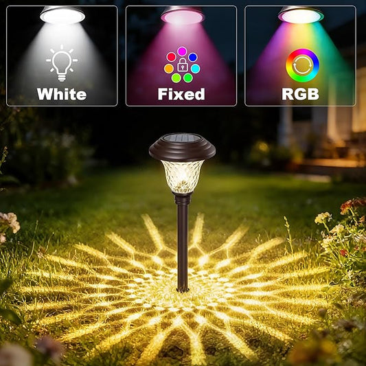 BEAU JARDIN 8 Pack Solar Pathway Lights Outdoor Solar Powered Waterproof Glass Christmas Gift High Lumen for Garden Landscape Path Yard Walkway Driveway White Color Changing Bronze