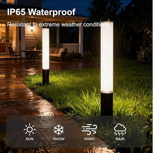 SkyGlow 32" Bollard Light, 120V Line Voltage Aluminum LED IP65 Waterproof Outdoor Modern Landscape Path Lights Hardwired Curb Appeal for Garden Lawn Patio Courtyard Driveway Pathway Lighting