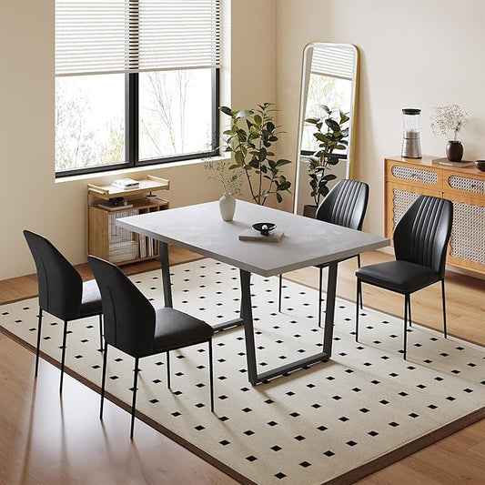 HIPIHOM Rectangular Kitchen Dining Table, Space-Saving Rectangular Design, Thickened MDF Sturdy Structure, Suitable for Dining Room Kitchen Restaurant (Table)