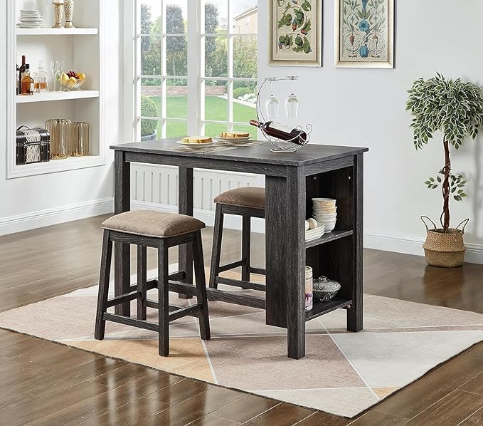 GTU Furniture 24-inch Counter Height Backless Barstools - Grey, Wood Leg, Fabric Seat, Set of 2