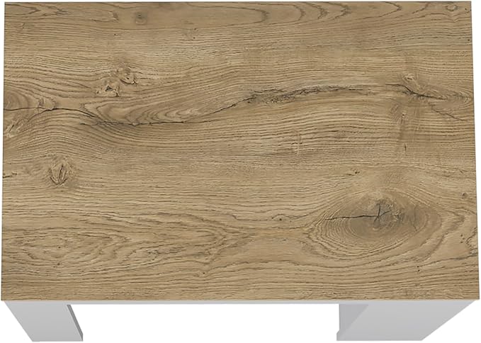 GOWE Kitchen Island, Kitchen Bar Table 36" H, with 3-Side Shelves, White/Macadamia