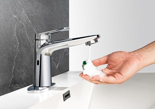 Bathroom Faucet with Built-in Soap Dispenser, Adjustable Hot & Cold Water Temperature, Home Bathroom Faucet (29102 Brushed Nickel)