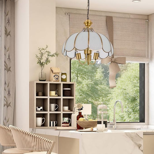 15" European-Style Palace Chandelier, 3-Light Vintage Gold Ceiling Light Fixture, Modern Gorgeous Metal Hanging Pendant Lamp for Farmhouse Dining Room Bedroom Kitchen Island