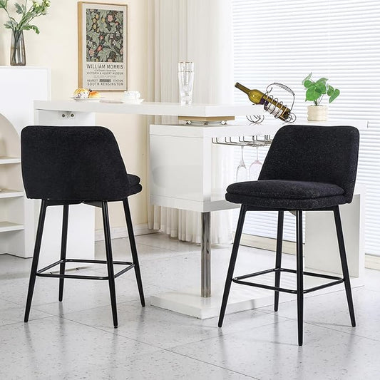 Modern Dining Chairs,Set of 2,Sturdy and Stylish,Simple Natural Design,Swivel Bar Stools with Back,Versatile Use in Kitchen Island Pub,Applicable to Front Porch,Garden,Patio,Reception Room,Black-Line