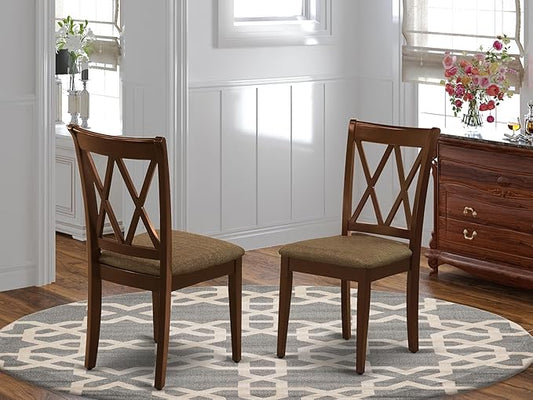East West Furniture CLC-MAH-C Clarksville Dinette Chairs - Linen Fabric Upholstered Wood Chairs, Set of 2, Mahogany