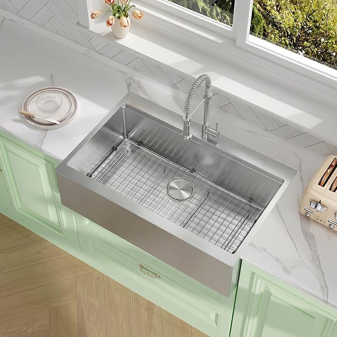 30 Inch Stainless Steel Farmhouse Sink,16-Gauge T304 Stainless Steel Single Bowl Apron Front Kitchen Farm Sink,30'' x 22'' Topmount Farmhouse Sinks with All Accessories