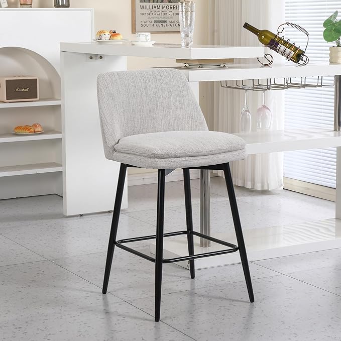 Modern Dining Chairs,Set of 2,Sturdy and Stylish,Simple Natural Design,Swivel Bar Stools with Back,Versatile Use in Kitchen Island Pub,Applicable to Front Porch,Garden,Patio,Reception Room,OffWhite-L