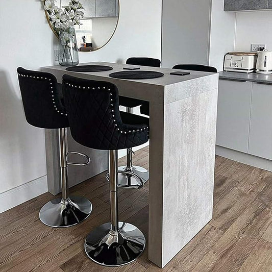 Mobili Fiver Evolution Tall Kitchen Bar Table Made in Italy | Space Saving, Counter Height Table for 4 | Modern Breakfast Bar Counter Top w/Cable Holder | Concrete Grey Effect | 47,2 in x 23,6" in