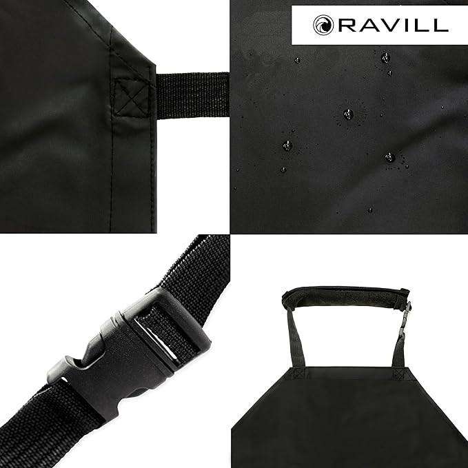 Ravill Waterproof Apron For Men and Women - 2 Pockets - 35" Long Multi Purpose Work Aprons for Dishwashing, Dog Grooming