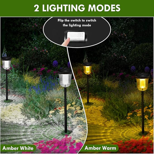 Solar Lights Outside Waterproof, 6 Pack 200 Lumens Super Bright Solar Pathway Lights Outdoor Waterproof with 2 Lighting Modes, Auto On/Off Outdoor Solar Lights for Yard, Walkway, Lawn