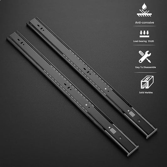 Ravinte 12 Inch Soft Close Drawer Slides 2 Pairs 4 Pack Black Full Extension Ball Bearing Drawer Glide Side Mount