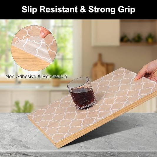 Cooyes Shelf Liner – Premium Non-Adhesive Cabinet & Drawer Liner for Kitchen – Waterproof Shelf Paper with Modern Pattern – Durable EVA Cabinet Mat – Easy to Cut (17.5" W x 78.7" L)