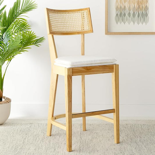 SAFAVIEH Home Collection Galway Natural 27-inch Seat Height Counter Stool for Kitchen Island Breakfast Nook