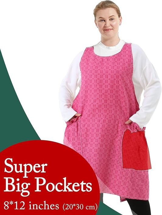 Big Plus Size Aprons for Women with Pockets Cotton Linen Baking Kitchen Cooking