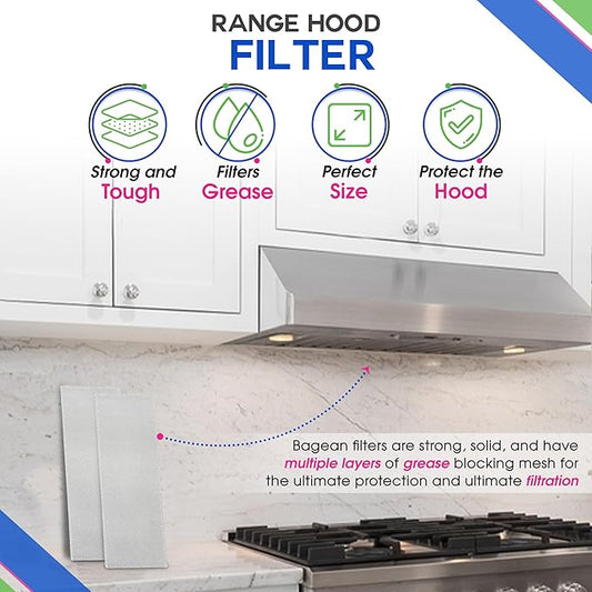 Bagean Stove Hood Vent Filter 5.87” x 16.93” 99010370 Compatible with Broan Range Hood Filter Replacement - Bendable Aluminum Screen for Kitchen Overhead Fan - Blocks Grease & Filters Oven Air (1-Pk)